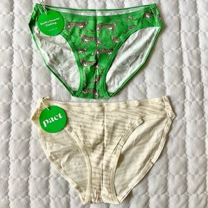 NWT Pact Organic Cotton Bikinis 2 pairs green cheetah animal print Sz M